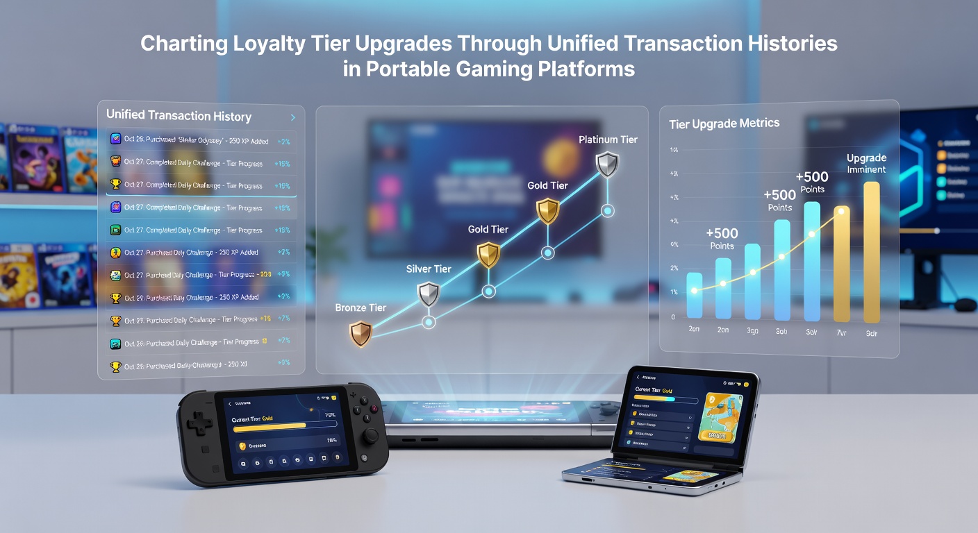Chart showing loyalty tier progression linked to unified transaction data in handheld gaming apps