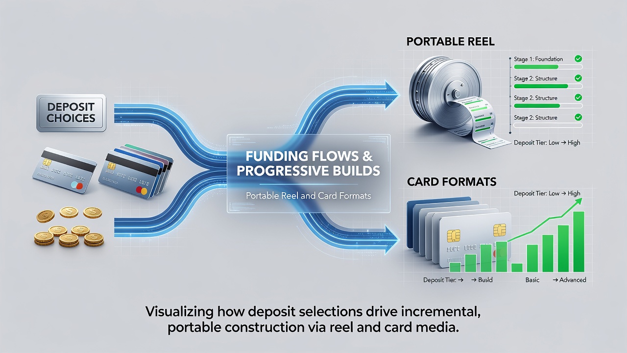 Diagram illustrating funding flows from various deposit methods into mobile progressive jackpot systems