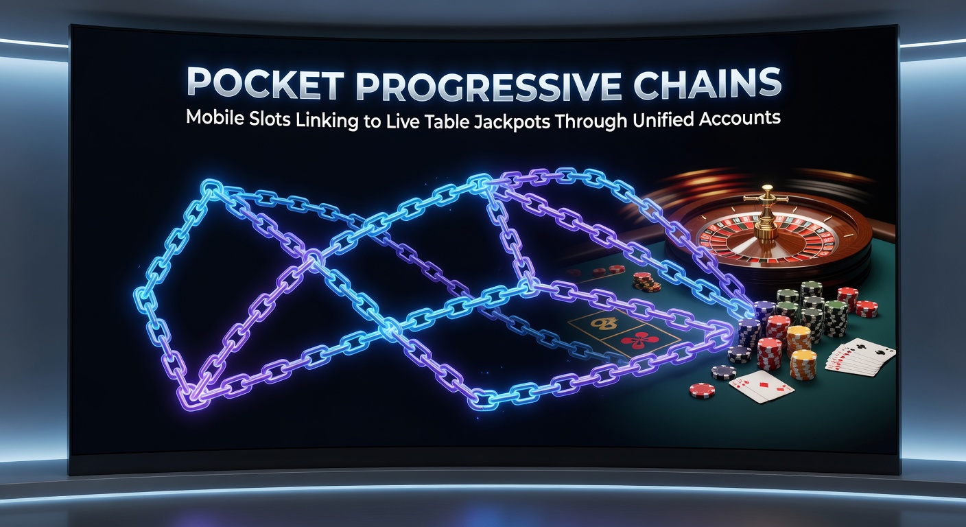 Mobile phone screen displaying a slot machine jackpot linking to a live dealer blackjack table with progressive chains visible