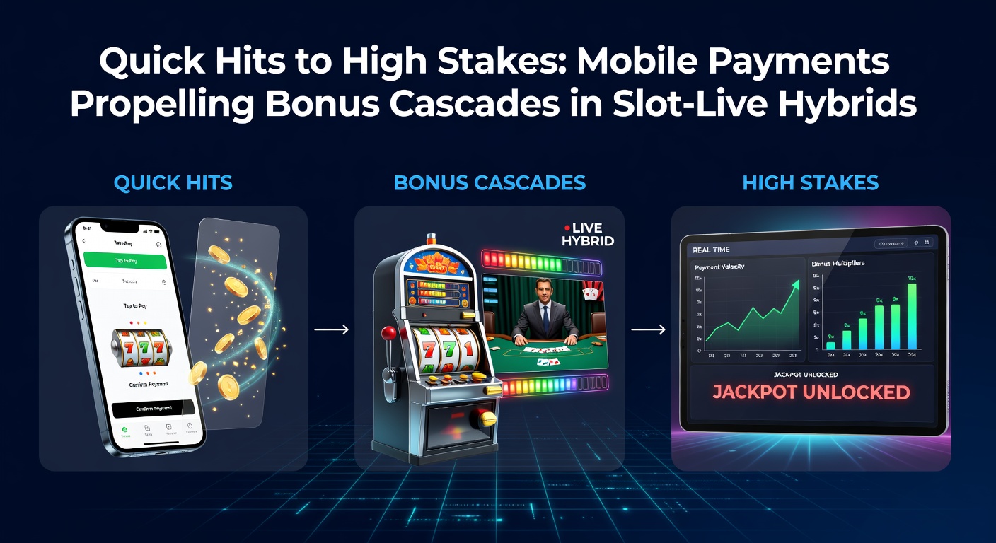 Close-up of a mobile phone screen displaying a slot-live hybrid bonus cascade in progress, with payment confirmation overlay and live dealer video feed boosting multipliers