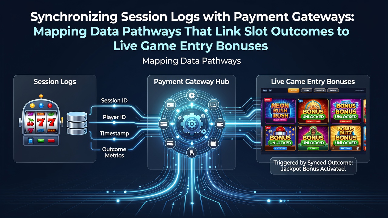 Illustration of data synchronization between slot session logs and payment gateway systems in online casinos