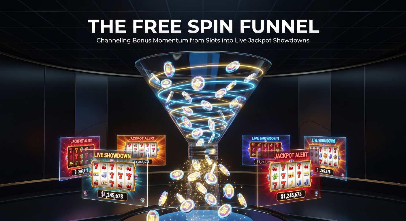 Dynamic graphic showing bonus funds flowing from colorful slot icons to a glowing live dealer jackpot wheel
