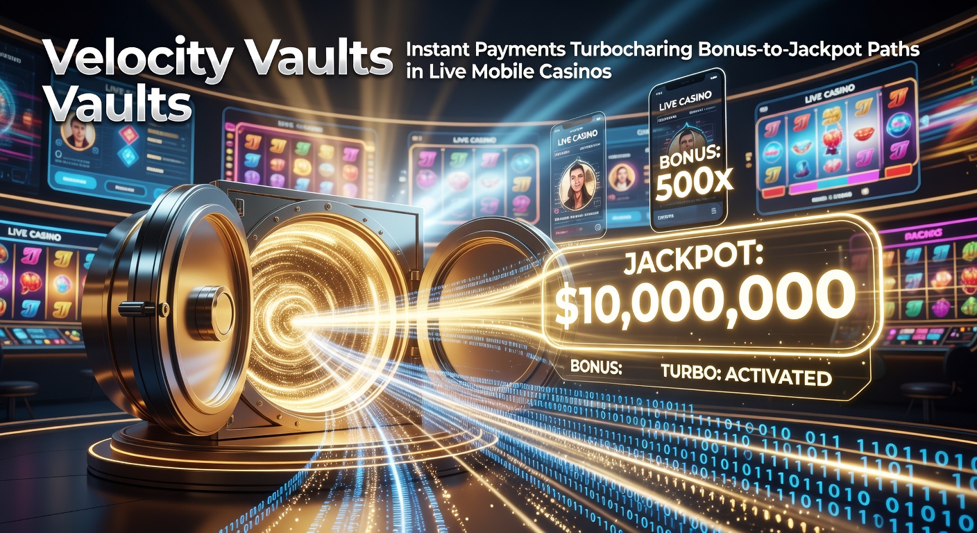 Dynamic graphic showing lightning-fast payment streams flowing from mobile wallets into casino slots and live dealer tables, with bonuses exploding into jackpots
